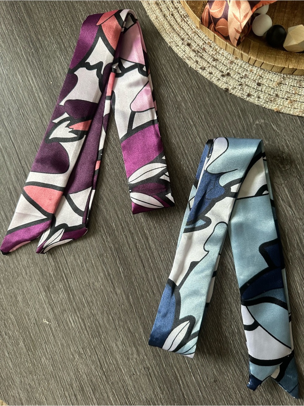 Twilly Scarf Set of 2 Pink & Blue NWT